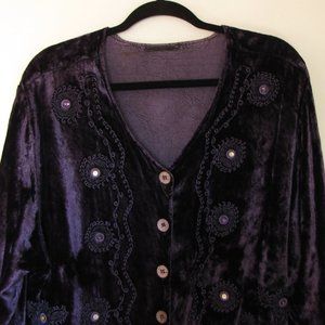 Women's Dark Purple Velvet Jacket, L-XL,